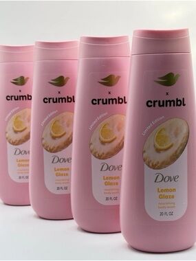 4 bottles of Dove x Crumbl Lemon Glaze Nourishing Body Wash - Pink
